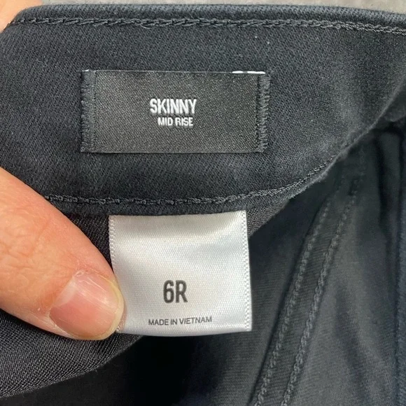 Express cotton blend skinny mid rise some stretch black pants women’s size 6R - Picture 10 of 17